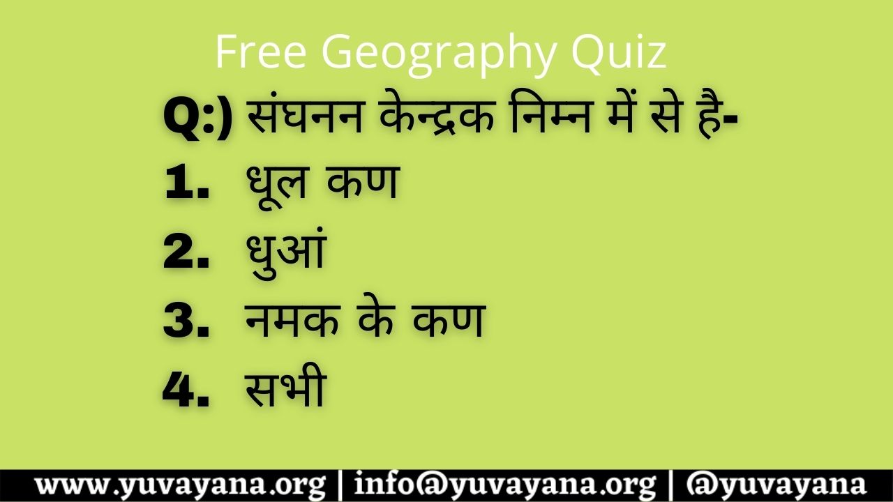 वायुमण्डल में जल Class 11th book 2: NCERT Geography Quiz in Hindi